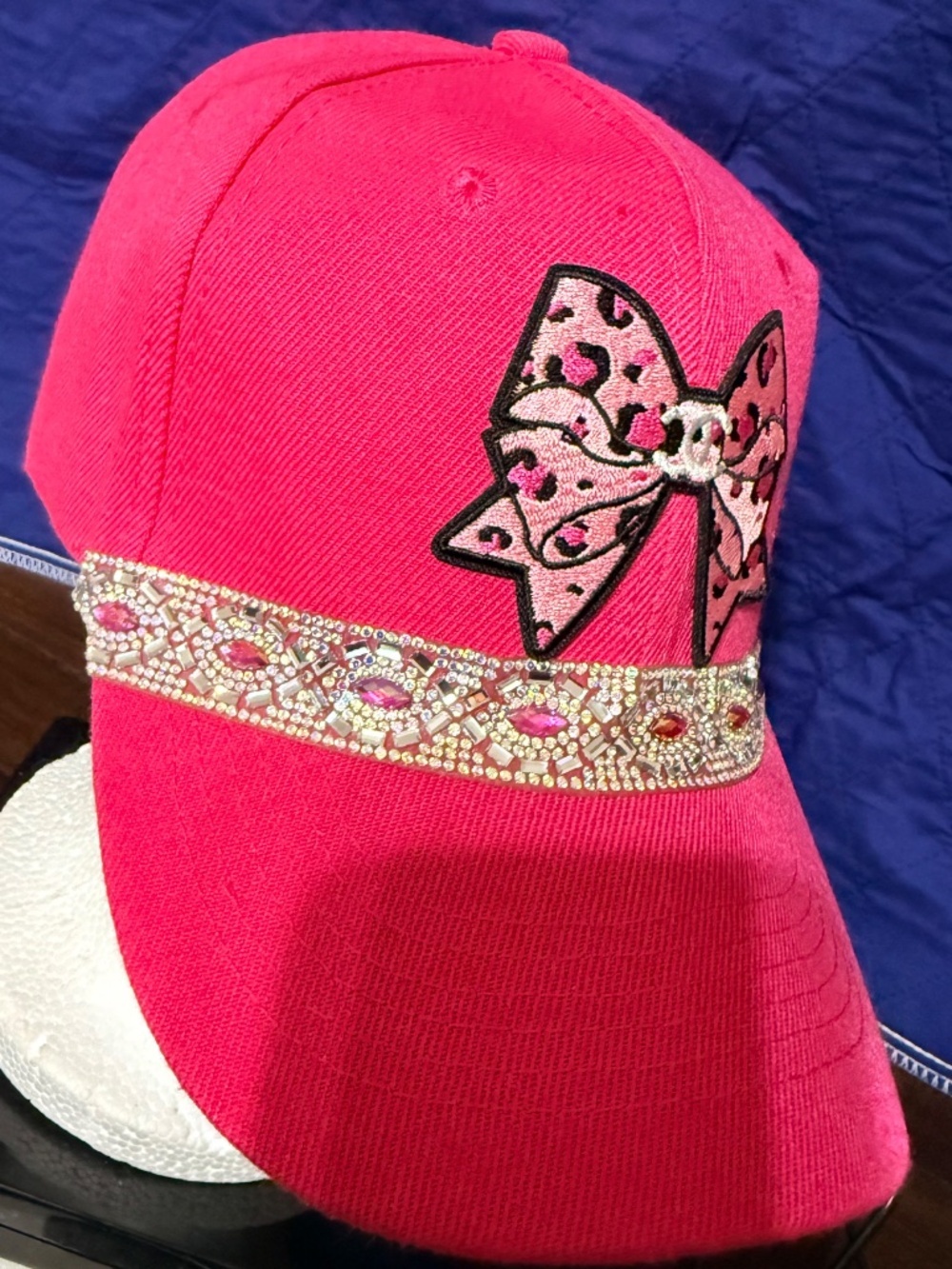 Pink Bow Rhinestone Ball Cap - Picture 5 of 6
